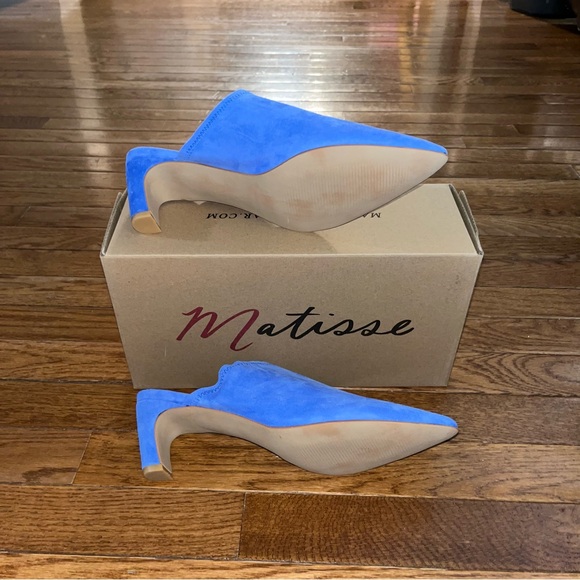 Matisse Suede Frances Pointy Toe Heeled Mules Bright Blue Woman’s Size 9 - Picture 8 of 10